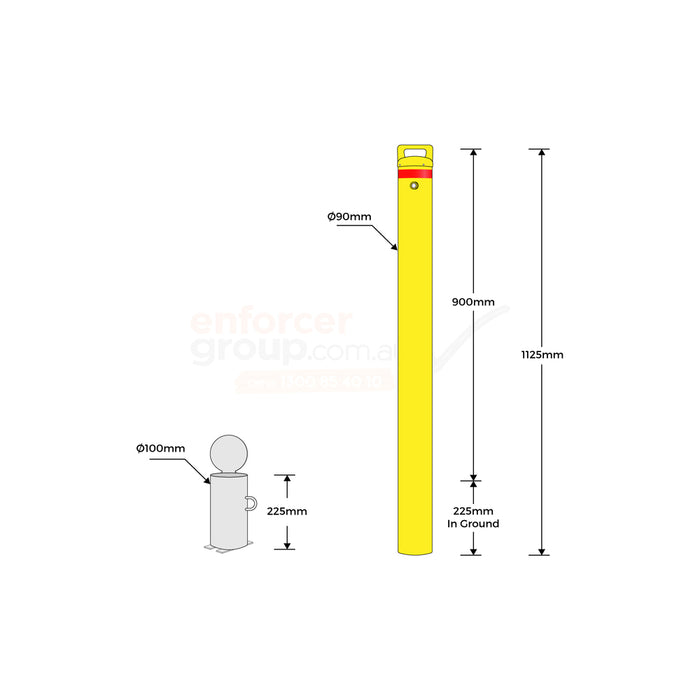 140mm Lockable Bollard With Handle - KeyLock